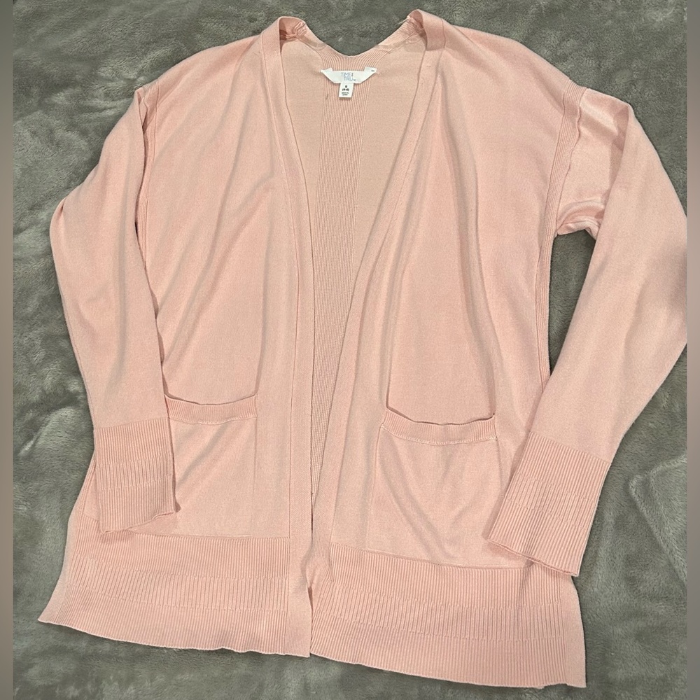 Time & Tru Light Pink Cardigan Sweater